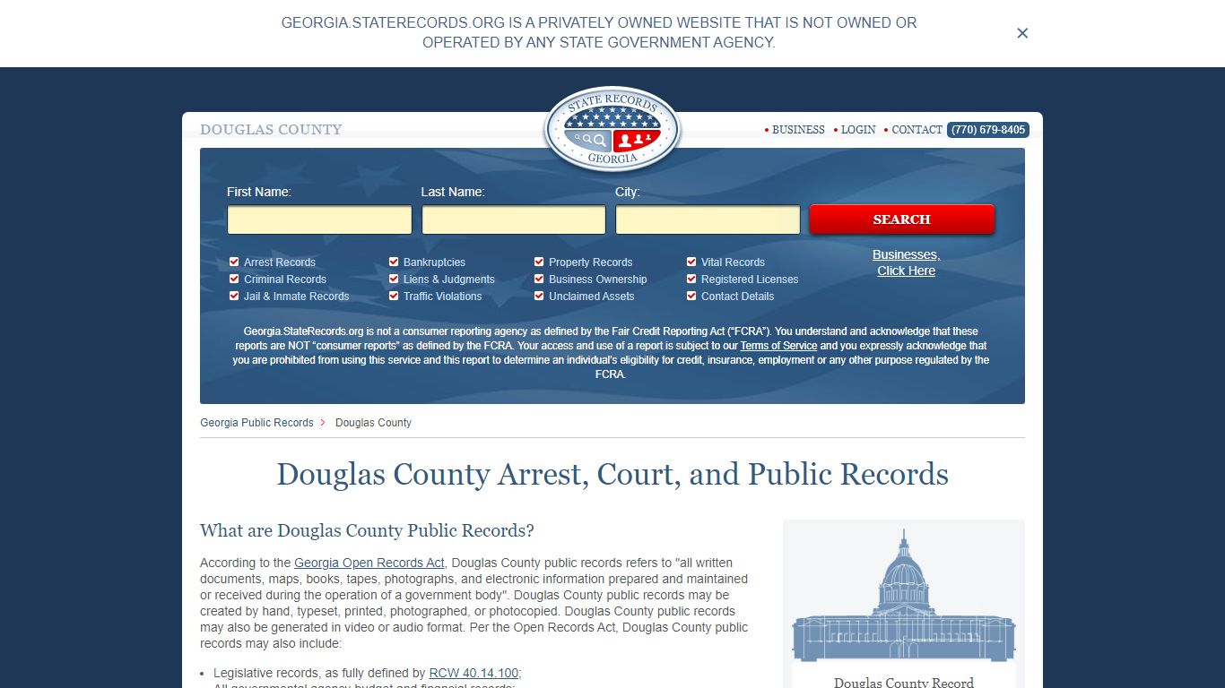 Douglas County Arrest, Court, and Public Records